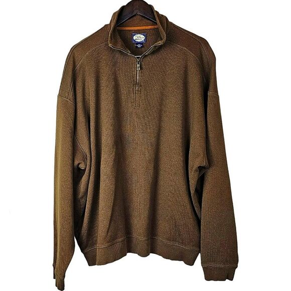 TOMMY BAHAMA Brown 1/4 Zip Pullover Sweater Size XXL - Picture 1 of 5